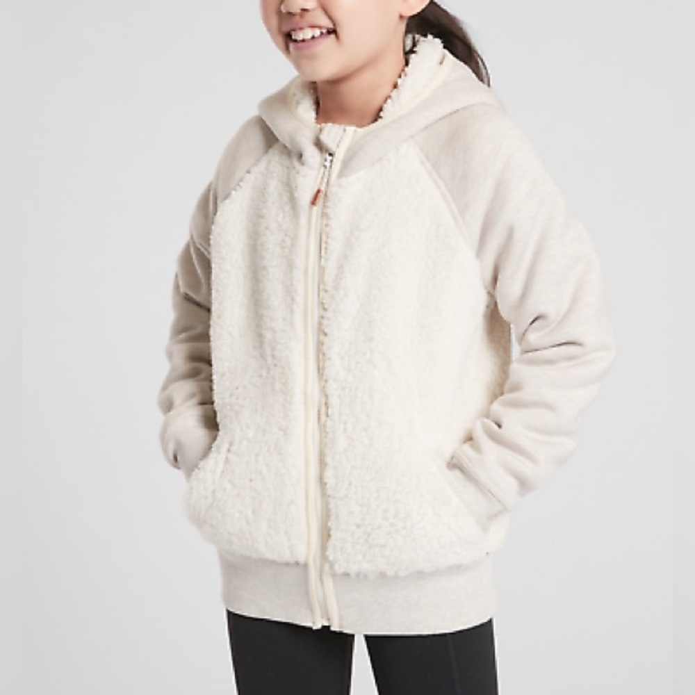 Athleta Girl Sherpa Full Zip Jacket Oatmeal